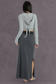 Women | Side Slit Maxi Skirt | Dark Charcoal Heather Gray