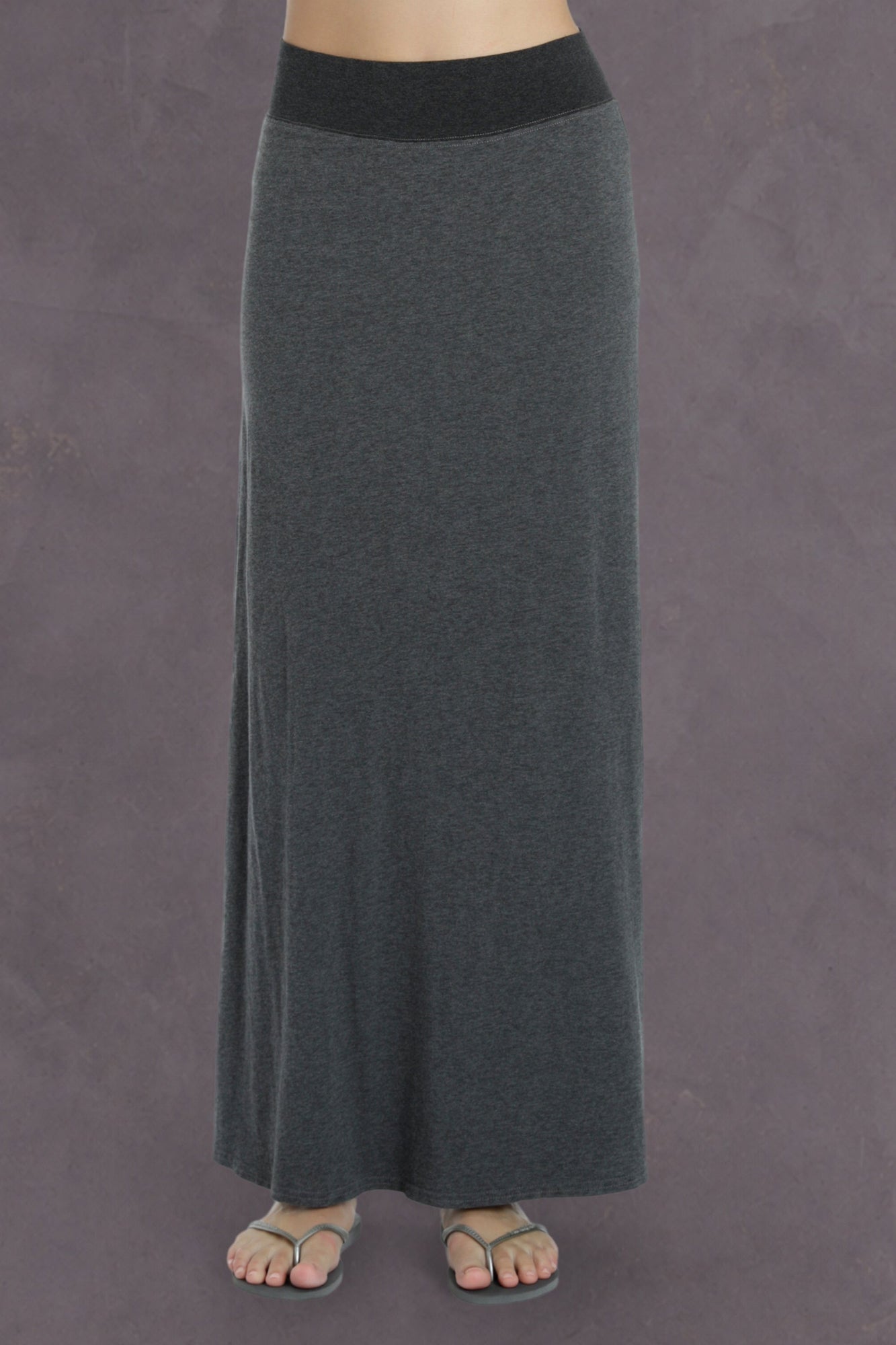 Women | Side Slit Maxi Skirt | Dark Charcoal Heather Gray