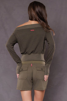 Women | Slouchy Baby Fleece Cargo Short | Olive