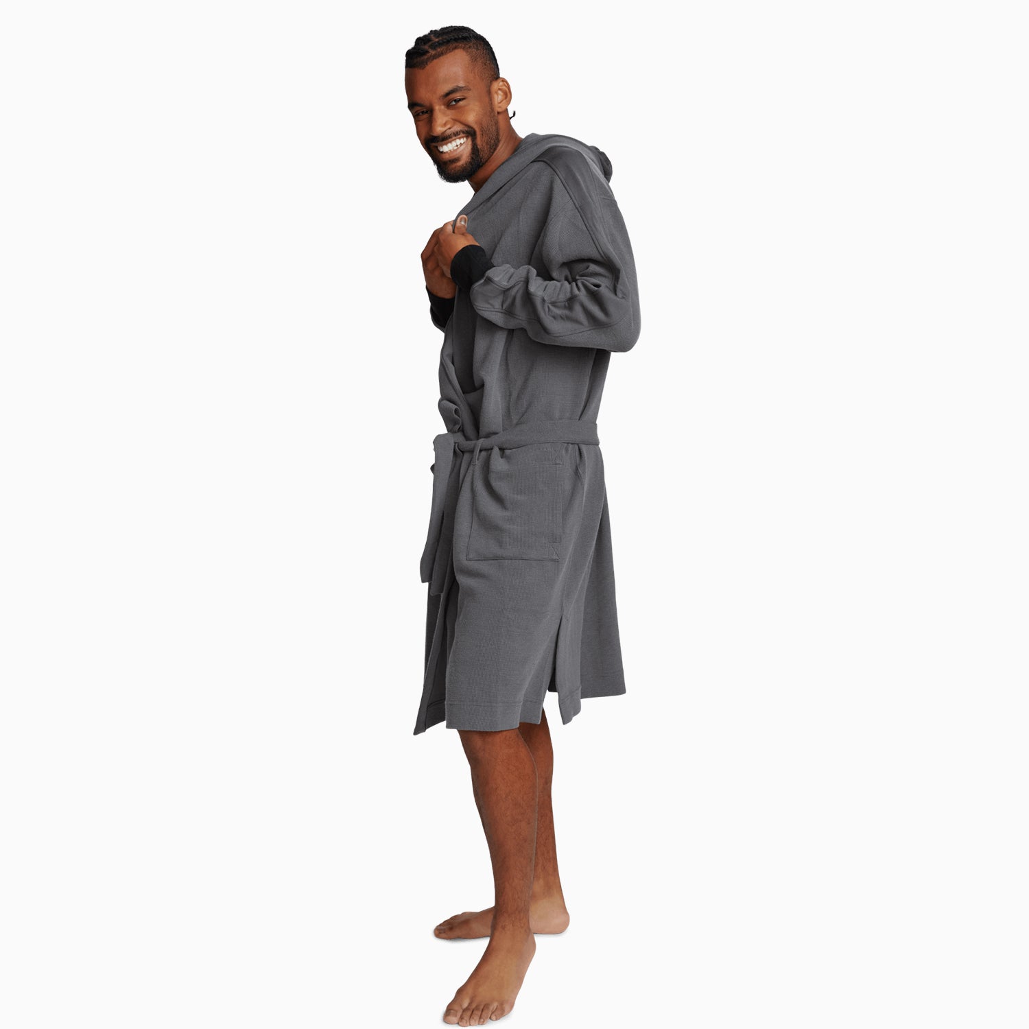 Modal Waffle Spa Robe | Gray/Black