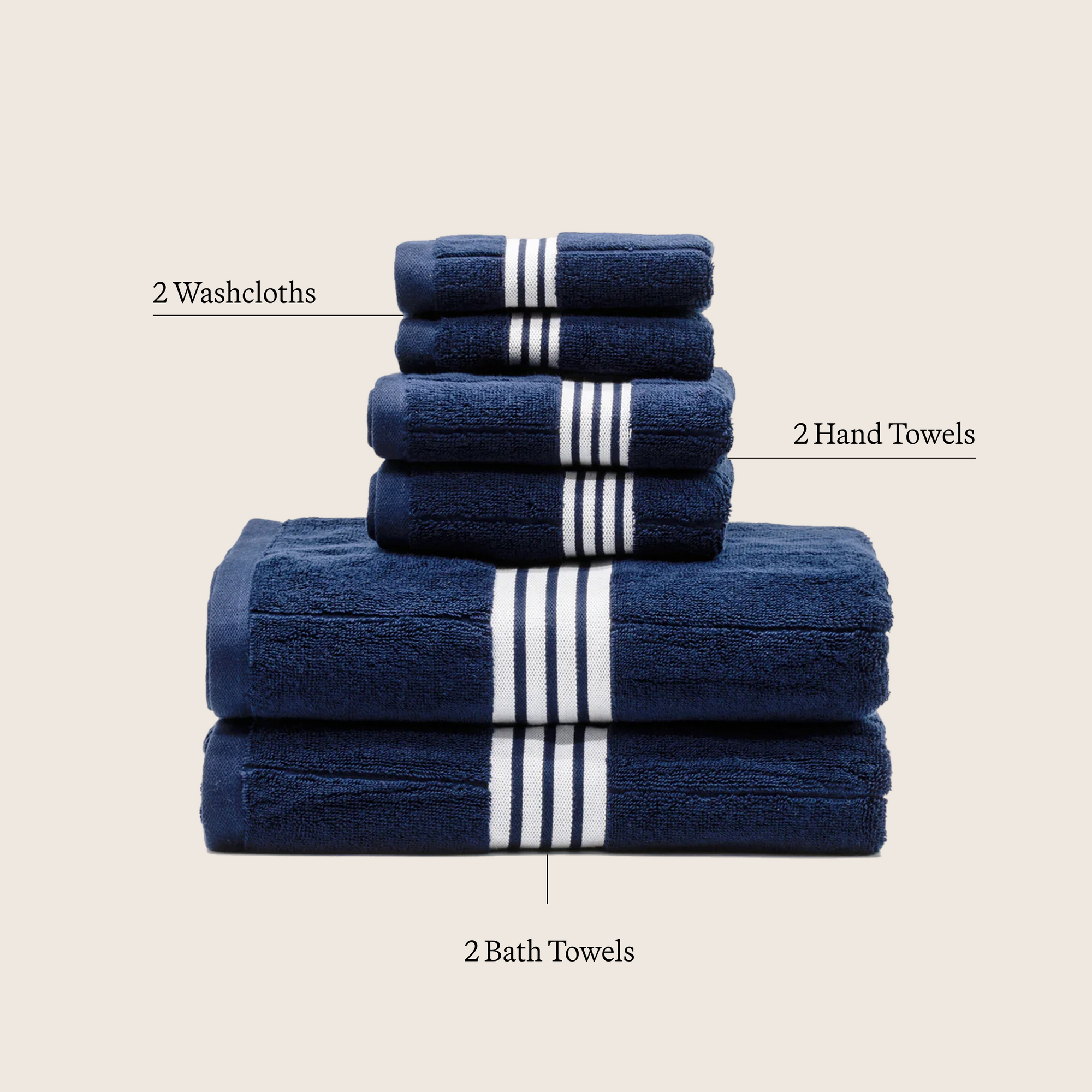 Nautilus Australian Cotton Towels | Navy/White