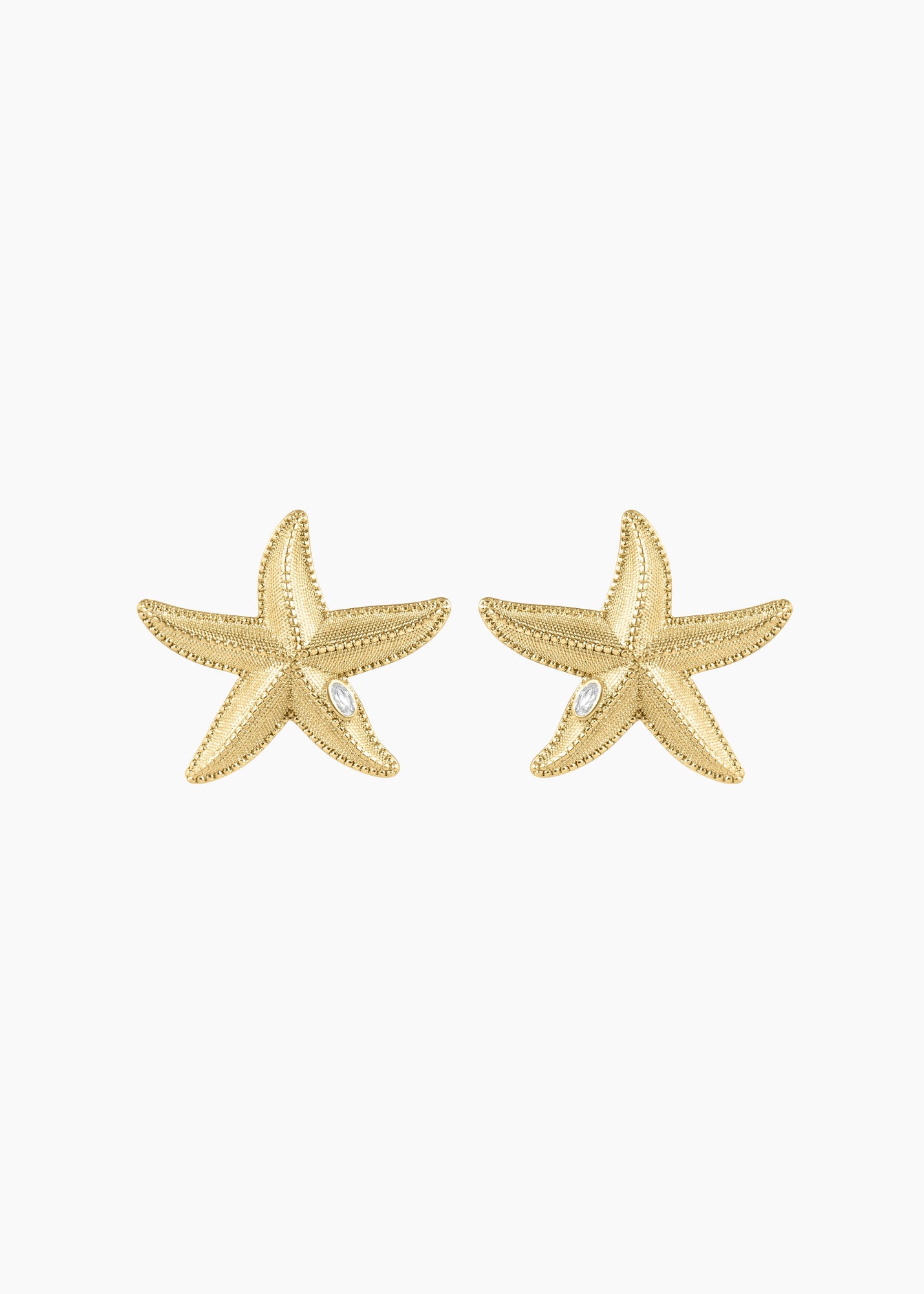 Starfish Earrings | Clear Crystal | 14K Gold Plated
