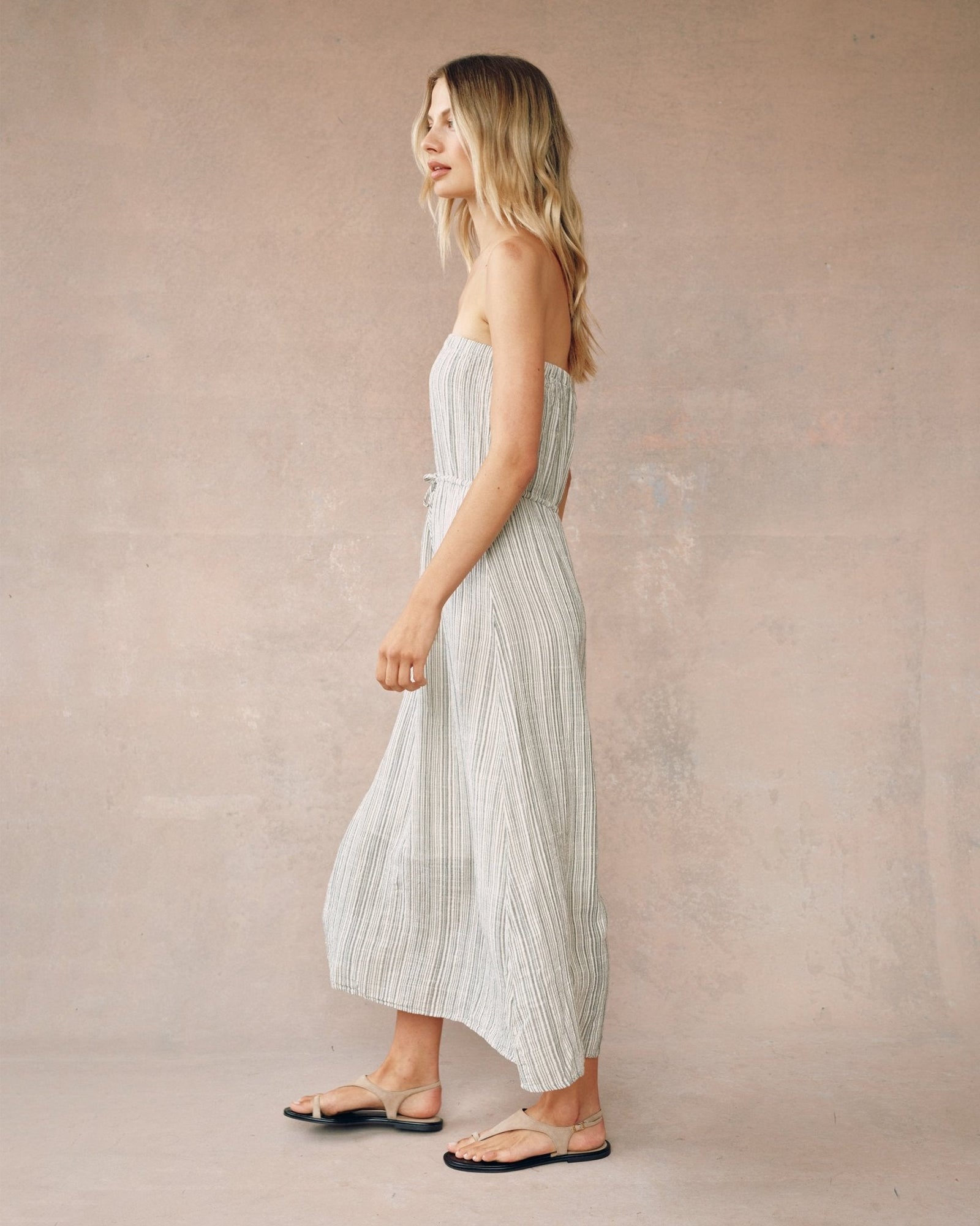 Strapless Maxi Dress | Eze Slub Stripe