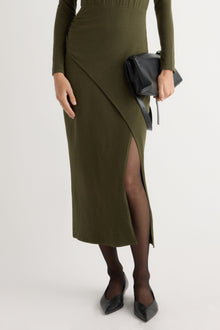 Renee | Suki Mock-Neck Side-Slit Dress in Size Extra Small