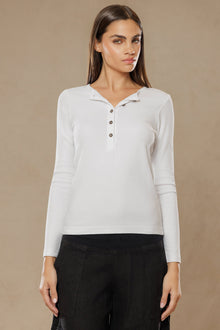 Women | Perfect Henley Tee | White