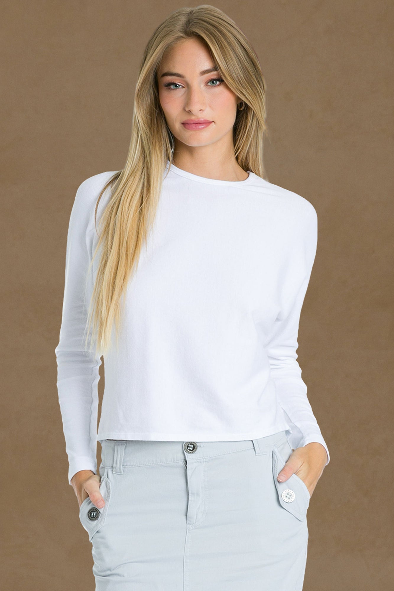 Women | Perfect Dolman Sleeve Hi-Lo Tee | White