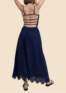 Womens | Delta Midi Dress Eyelet Hem | French Navy