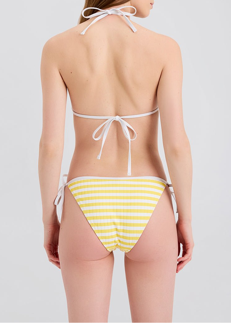 Womens | Iris Ribbed Bikini Bottom | Lemon Stripe