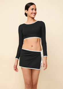 The Nola Ribbed Swim Skirt - Solid & Striped