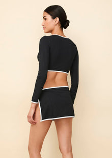 The Nola Ribbed Swim Skirt - Solid & Striped