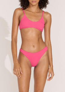 Womens | Rachel Ribbed Bikini Bottom | Hot Pink