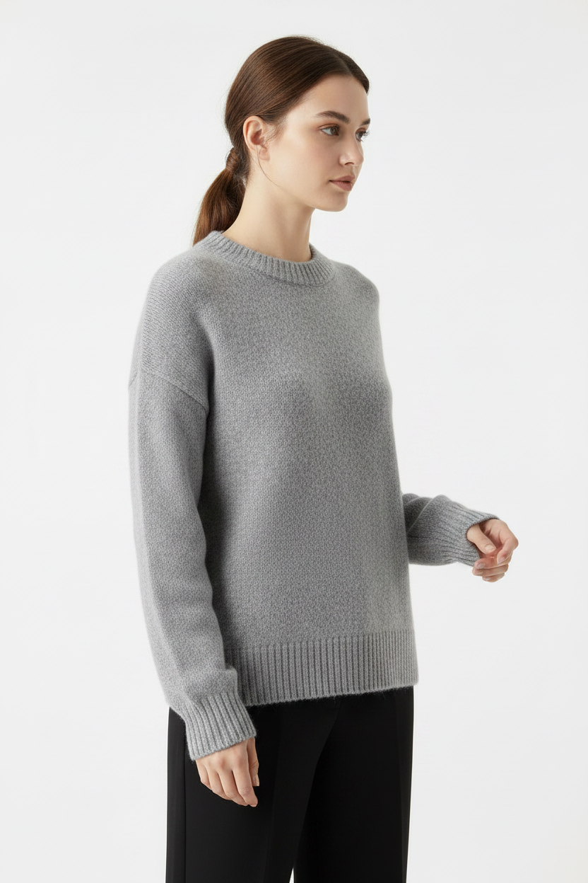 Womens | Frankie Cotton Oversized Crewneck Sweater | Grey