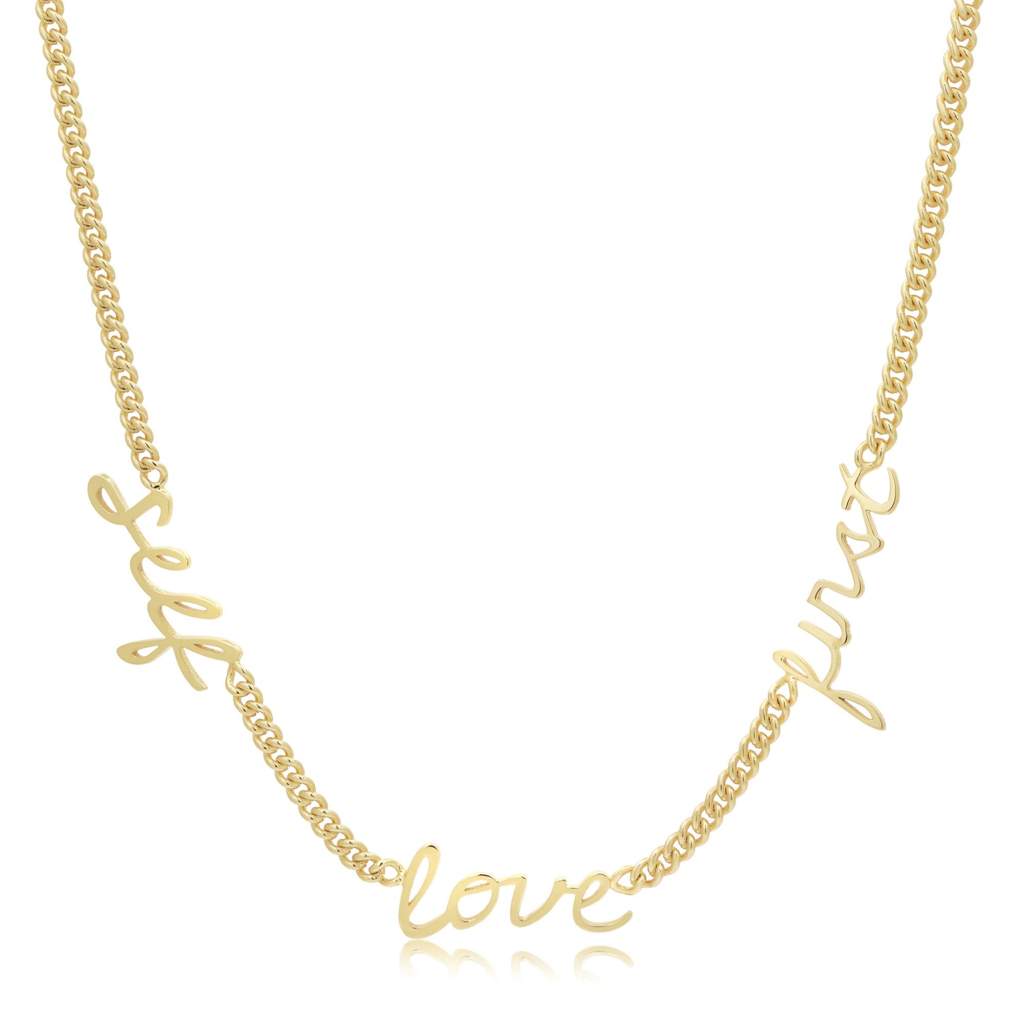 Stone and Strand 18K Gold Plating Self Love First Necklace Close Up Image