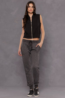 Women | Striated Racing Stripe Fitted Jogger | Black