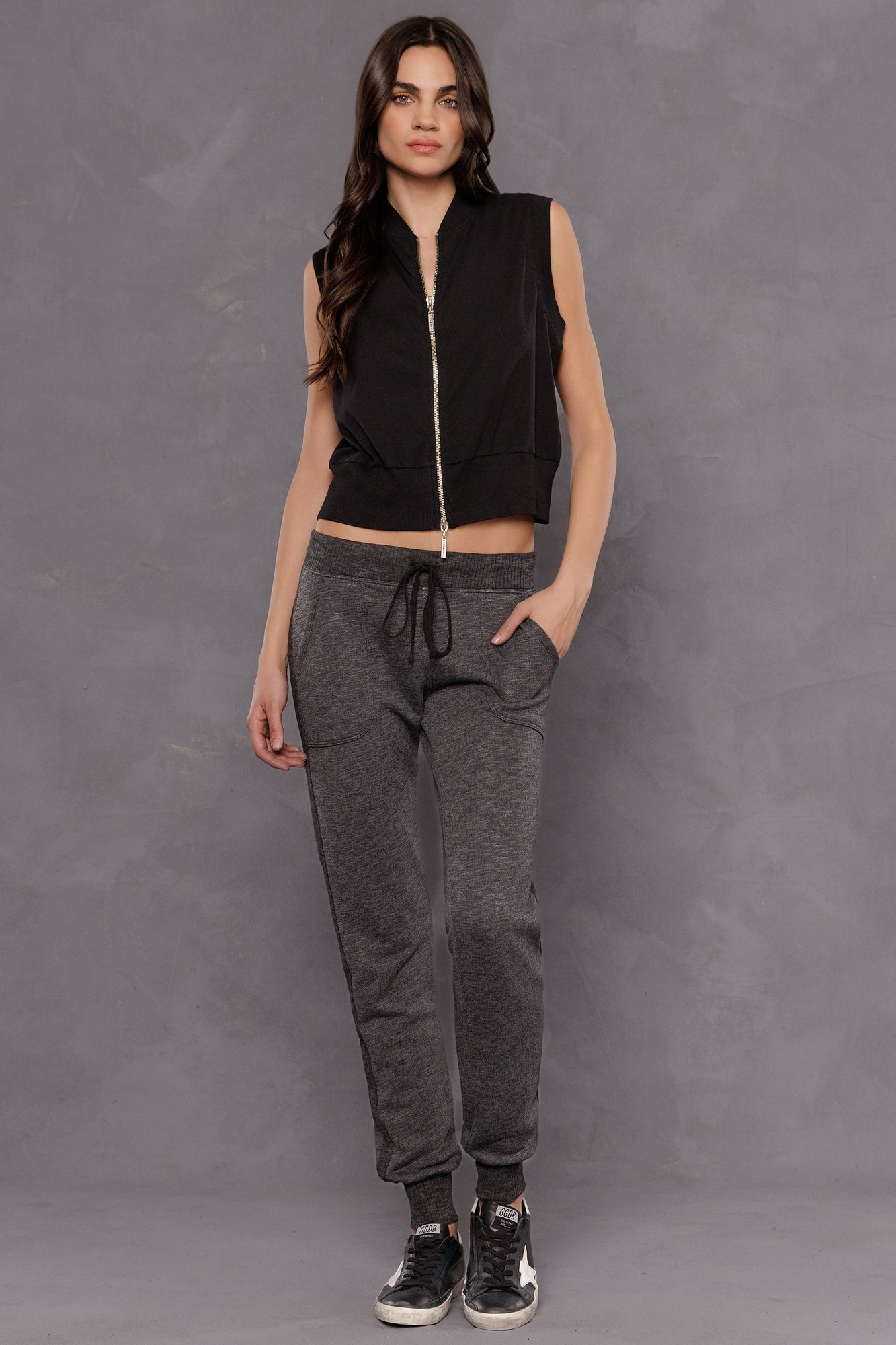 Women | Striated Racing Stripe Fitted Jogger | Black