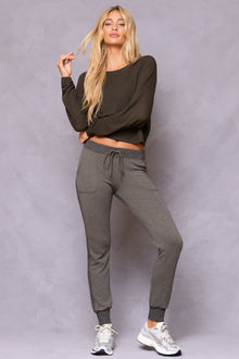 Women | Striated Racing Stripe Fitted Jogger | Olive