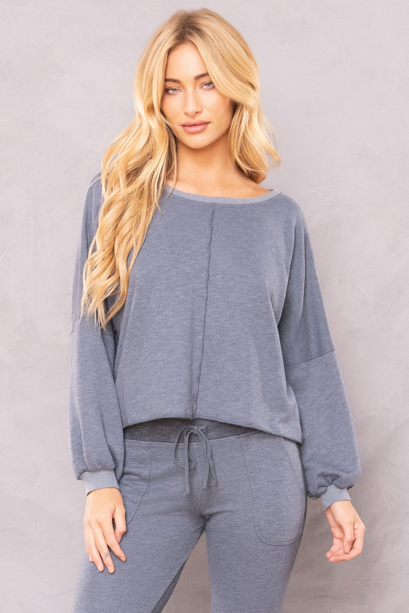 Women | Trifecta French Terry Balloon Sleeve Crop Sweatshirt | Glass
