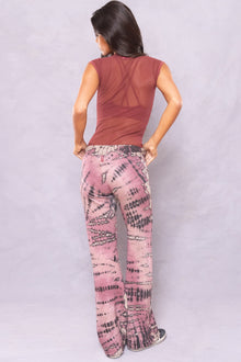 Women | Striated Wide Leg Drawstring Sweatpant | Multi Color Adire Wash 1