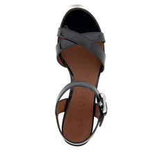 Cinzia Sandal Block Heel | Black Faux Patent