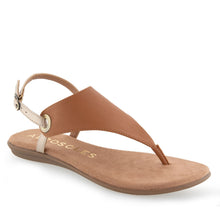 Conclusion Sandal Flat | Tan/Light Gold Faux Calf/Faux Mettalic Nappa