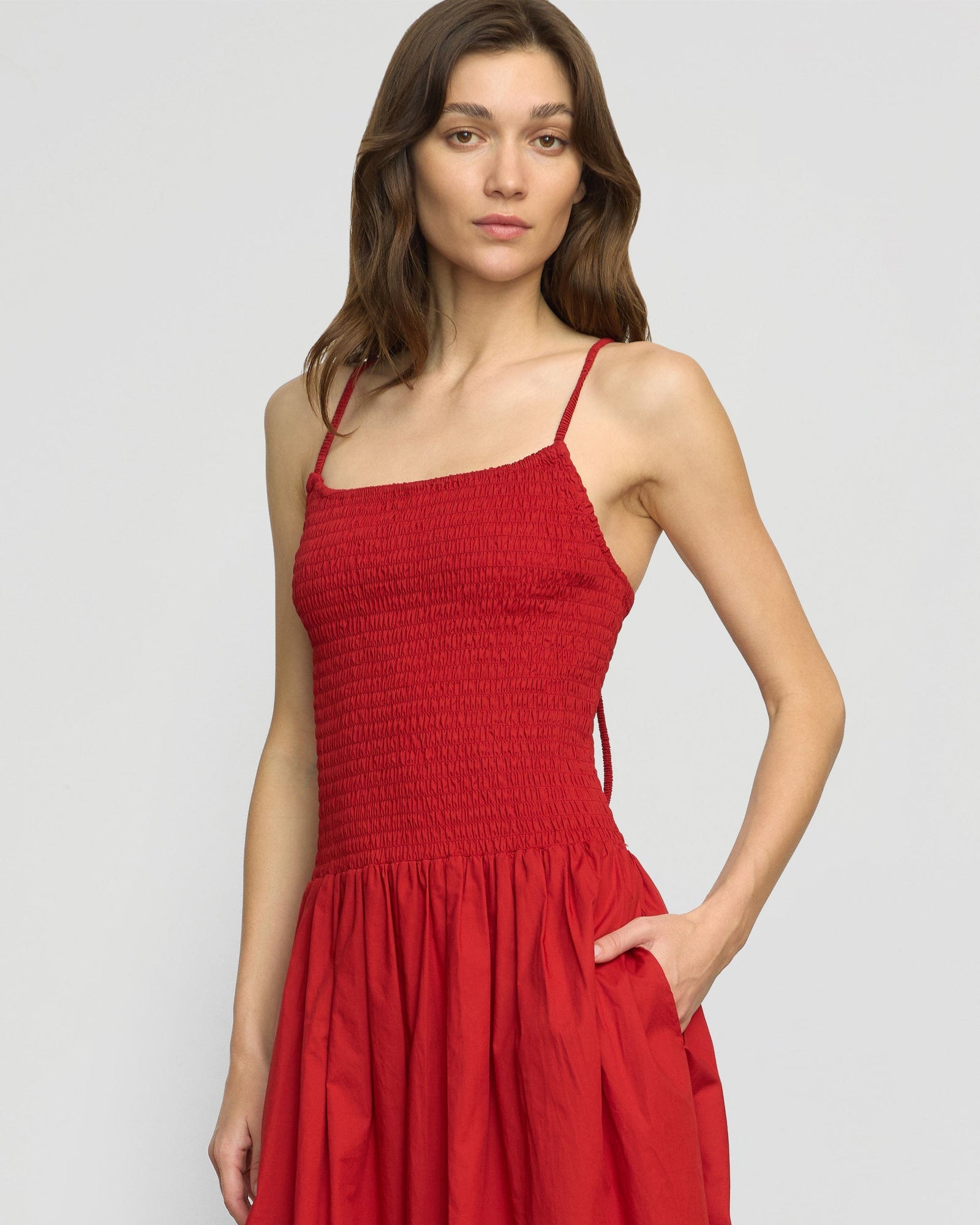 Renee | Venus Smocked Organic Cotton Midi Dress