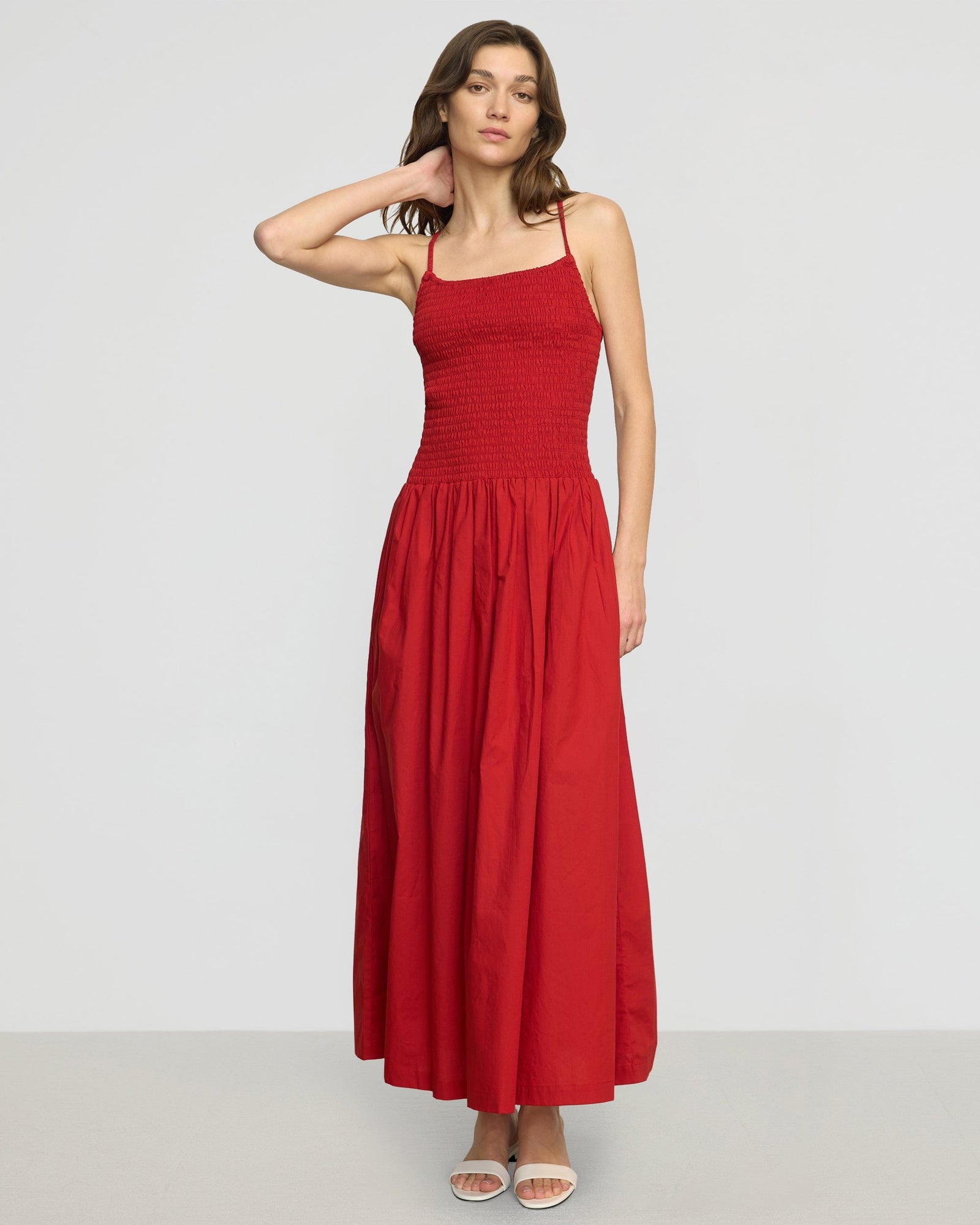 Renee | Venus Smocked Organic Cotton Midi Dress
