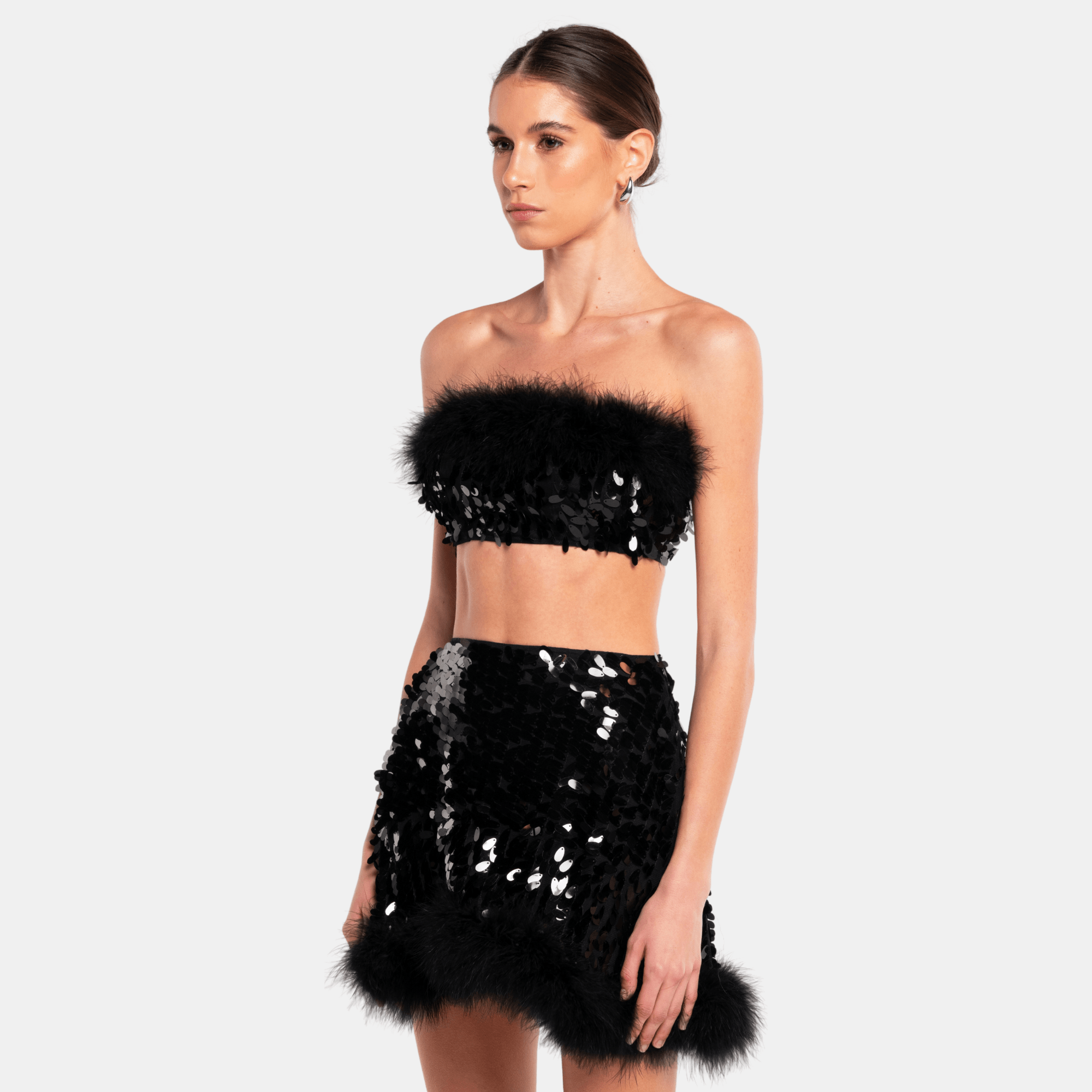 VIRGO Sequin Feather Top - OW Collection