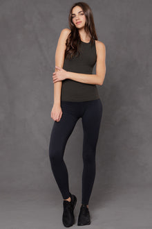 Women | Flat Waist Ankle Legging | Charcoal/Jet