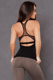 Women | Mesh Inset Racer Tank | Black