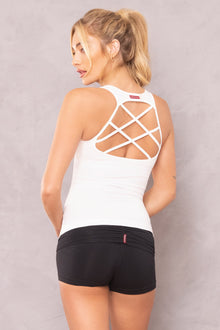 Women | Airy Lattice Back Tank | White