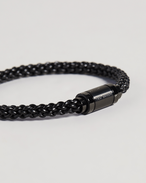 Men | Leather Woven Bracelet | Black