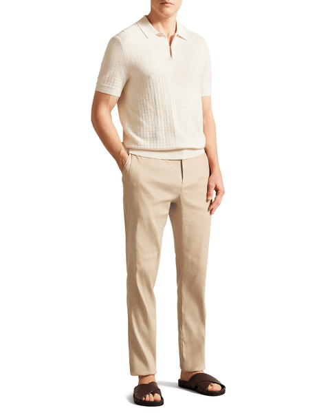 Men | Linen Blend Half Elastica | Stone (V1)