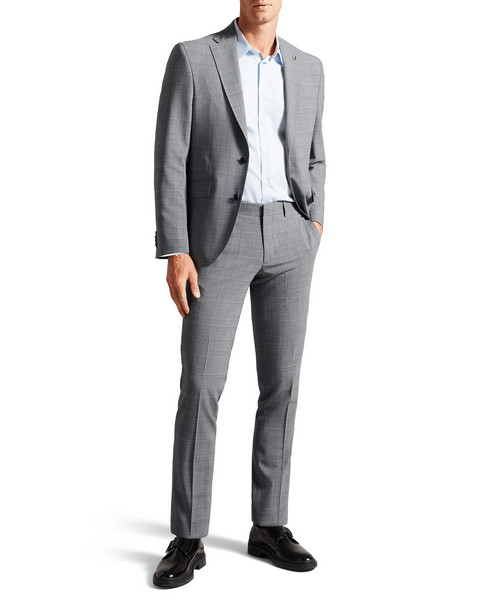 Men | Pow Check Suit Jacket | Light Pastel Grey
