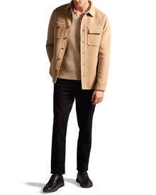 Men | Long Sleeve Splittable Wool Shirt | Pale Brown