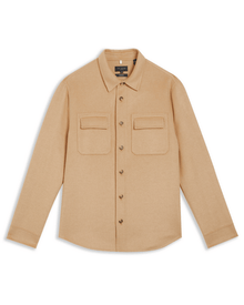 Men | Long Sleeve Splittable Wool Shirt | Pale Brown