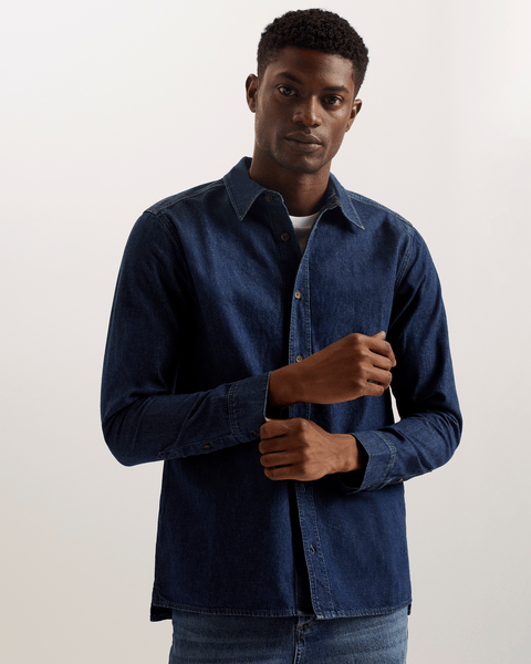 Men | Long Sleeve Denim Shirt | Blue (V2)