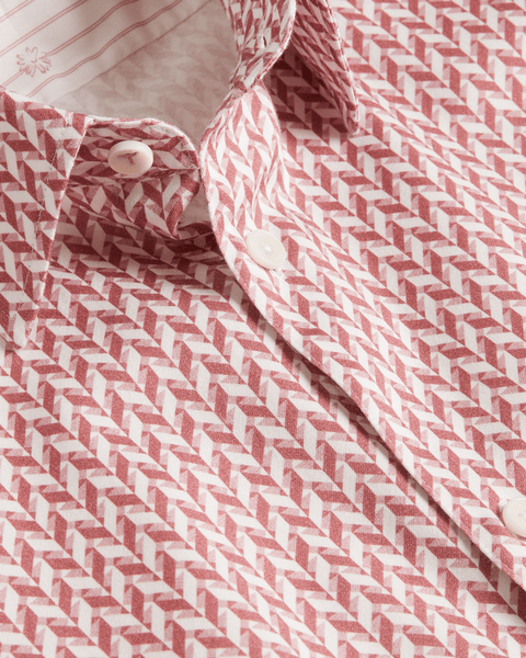 Men | Lacesho Short Sleeve Geo Printed Shirt | Mid Pink