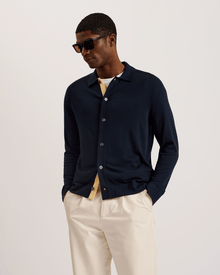 Men | Long Sleeve Regular Button Through | Navy