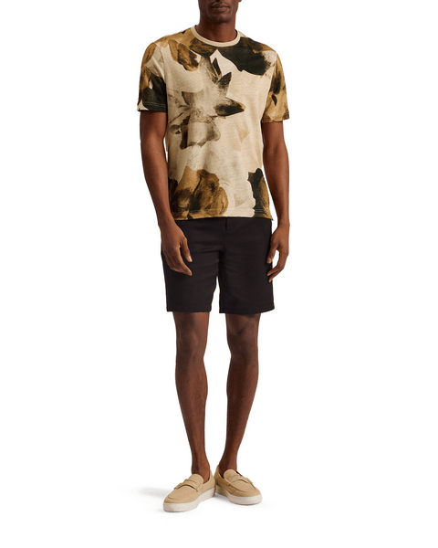 Men | Short Sleeve Regular Printed Linen | White Red