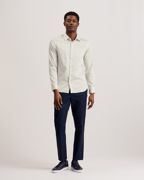 Men | Line Geo Print Shirt | Light Pastel Green