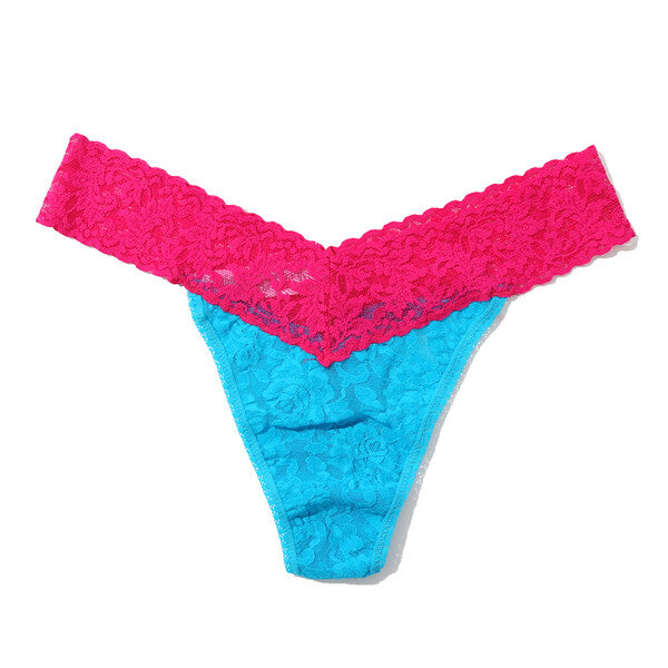 Signature Lace Original Rise Thong | Island Blue/Allure