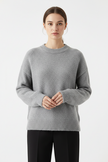 Womens | Frankie Cotton Oversized Crewneck Sweater | Grey