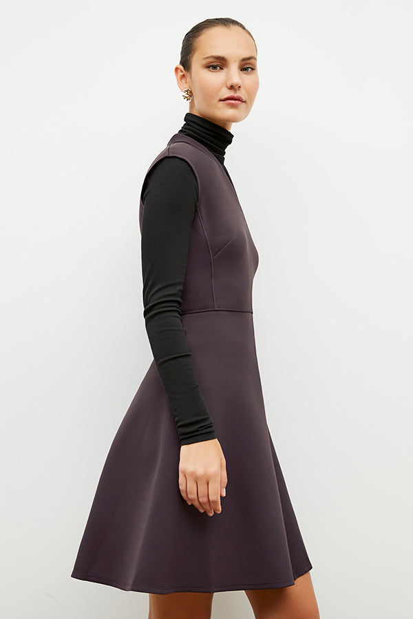 Front image of a woman wearing the ruth dress in haze | Exclude
